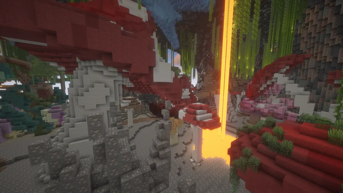 The Mineshafts gathering location on the OraclePvP Skyblock server